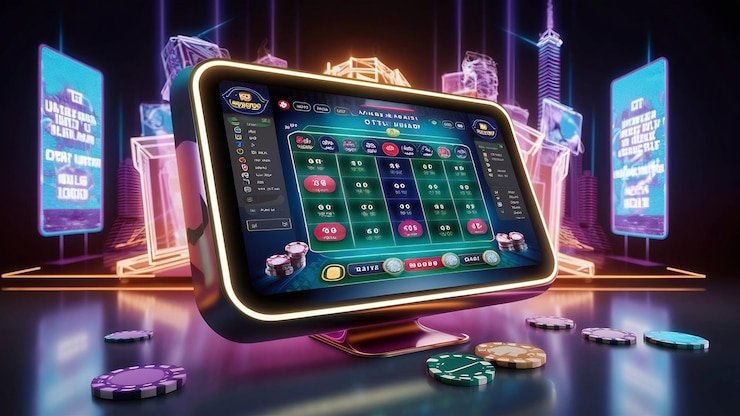 Antarmuka meja Caribbean Stud Poker di wdbos88 dengan kartu pemain dan dealer yang jelas